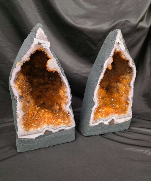Citrine Geode PAIR 568 & 569 Crystal Cluster Druzy Premium Grade 9kg each H37xW20xD15cm - Image 9