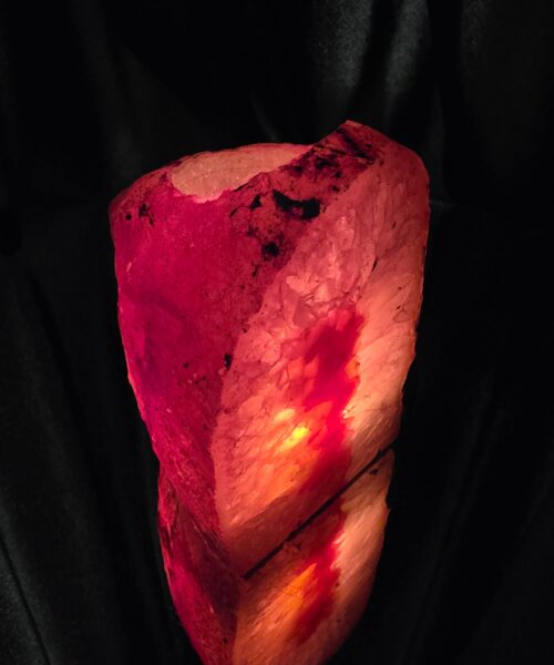Large Pink Agate End Candle 3 Handpicked 716g H10xW7xD8cm Microcrystalline Quartz Tealight Holder Ornament - Image 3